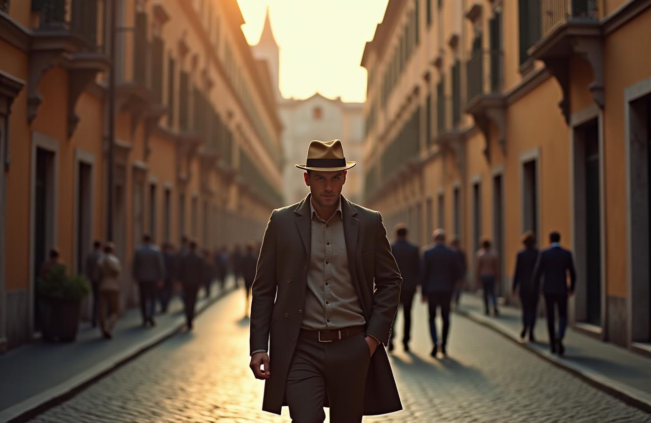 Cappello classico indossato tra le vie di Roma